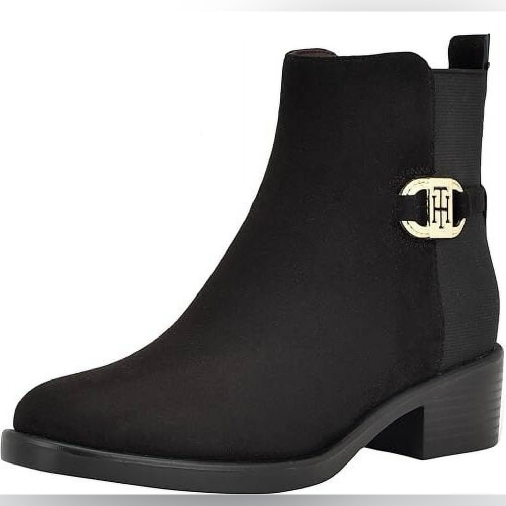 Tommy Hilfiger Women's Black Ankle Booties with Gold Accent Size 8.5 - Picture 5 of 16